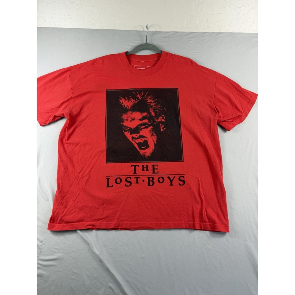 Dumbgood brand heavy preloved red t-shirt, 'Lost Boys', men's xl tee